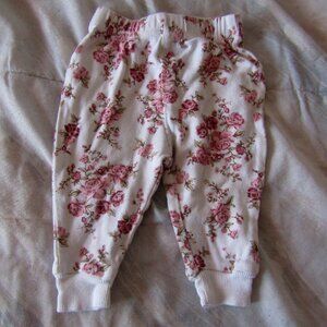 Kyle & Deena 0-3 Months White & Dusty Rose Floral Pants